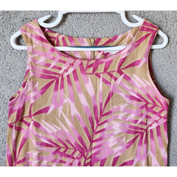 Caroline Kendrick Set Maxi Dress/Button Up Top Linen Blend Pink Tropical 14/M - Picture 2 of 16